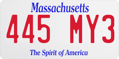 MA license plate 445MY3