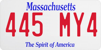 MA license plate 445MY4