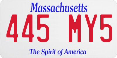 MA license plate 445MY5