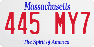 MA license plate 445MY7