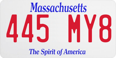 MA license plate 445MY8