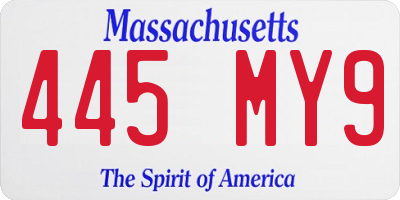 MA license plate 445MY9