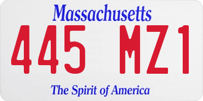 MA license plate 445MZ1