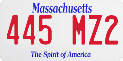 MA license plate 445MZ2