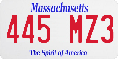 MA license plate 445MZ3