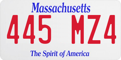 MA license plate 445MZ4