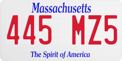 MA license plate 445MZ5