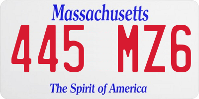 MA license plate 445MZ6