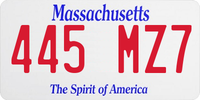 MA license plate 445MZ7