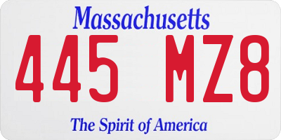 MA license plate 445MZ8