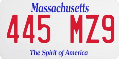 MA license plate 445MZ9