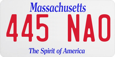 MA license plate 445NA0