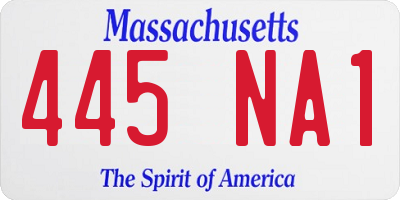 MA license plate 445NA1