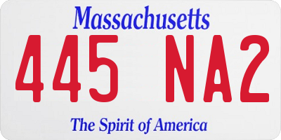 MA license plate 445NA2