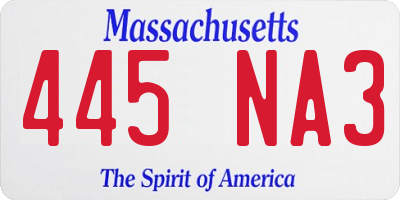 MA license plate 445NA3