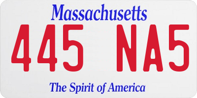 MA license plate 445NA5