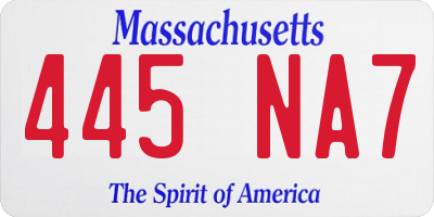 MA license plate 445NA7
