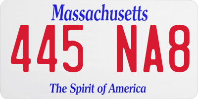 MA license plate 445NA8