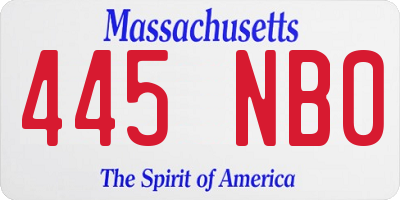 MA license plate 445NB0