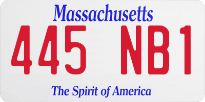 MA license plate 445NB1