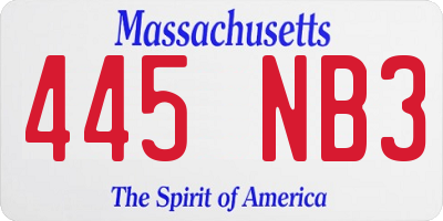 MA license plate 445NB3