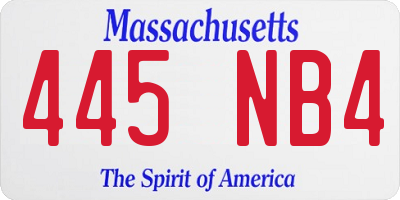 MA license plate 445NB4