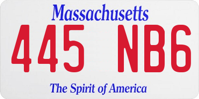 MA license plate 445NB6