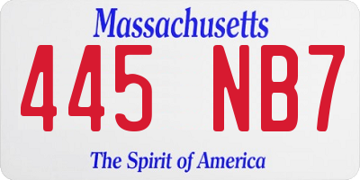 MA license plate 445NB7