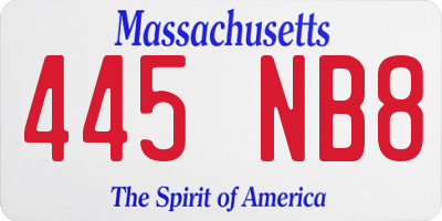 MA license plate 445NB8