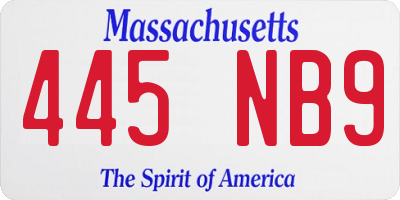 MA license plate 445NB9
