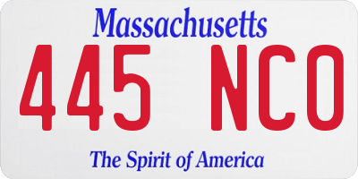 MA license plate 445NC0
