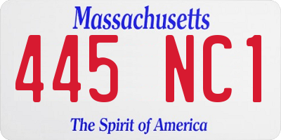 MA license plate 445NC1