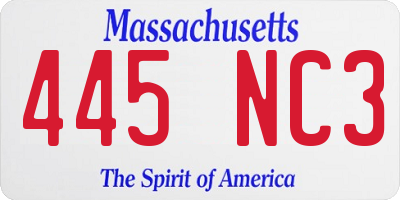 MA license plate 445NC3