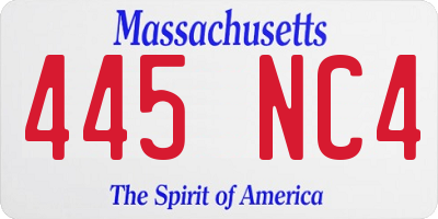 MA license plate 445NC4