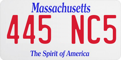 MA license plate 445NC5