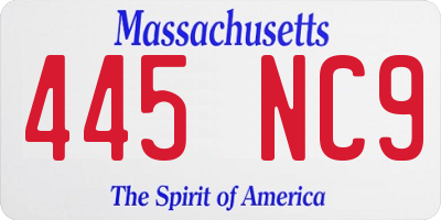 MA license plate 445NC9