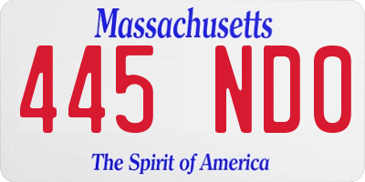 MA license plate 445ND0