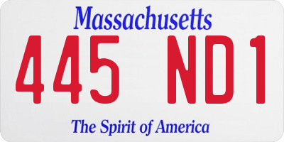 MA license plate 445ND1