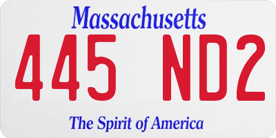 MA license plate 445ND2