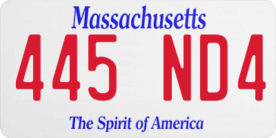 MA license plate 445ND4