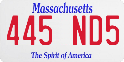 MA license plate 445ND5