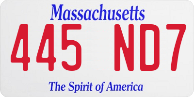 MA license plate 445ND7