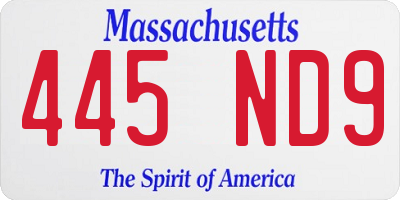 MA license plate 445ND9
