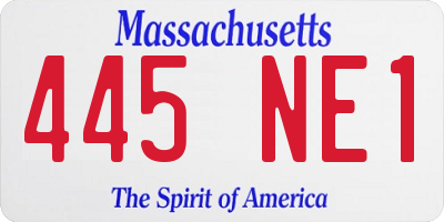 MA license plate 445NE1
