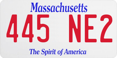 MA license plate 445NE2