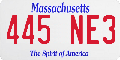 MA license plate 445NE3
