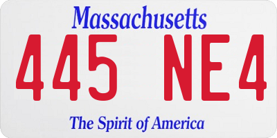 MA license plate 445NE4