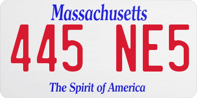 MA license plate 445NE5