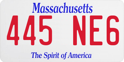MA license plate 445NE6