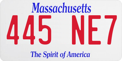 MA license plate 445NE7